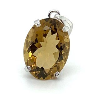 Smoky Quartz 11.34ct Rhodium Finish Solid 925 Sterling Silver Pendant